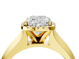 Yellow gold Cushion Halo Diamond Ring with Cathedral Band and Four-Prong Setting_66