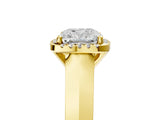 Yellow gold Cushion Halo Diamond Ring with Cathedral Band and Four-Prong Setting_67
