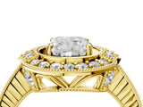 Yellow gold Cushion Halo Diamond Ring with Milgrain Bezel and Prong Setting_10