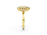 Yellow gold Cushion Halo Diamond Ring with Milgrain Edge and Round Prong Setting_26