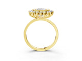Yellow gold Cushion Halo Diamond Ring with Milgrain Edge and Round Prong Setting_27