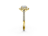 Yellow gold Cushion Halo Diamond Ring with Pavé Band and Prong Setting_39