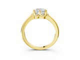 Yellow gold Cushion Halo Diamond Ring with Round Cluster Setting, Solitaire Band, and Four-Prong Setting_52