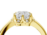 Yellow gold Cushion Halo Diamond Ring with Round Cluster Setting, Solitaire Band, and Four-Prong Setting_53