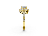 Yellow gold Cushion Halo Diamond Ring with Split Shank and Four-Prong Setting_59