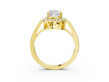 Yellow gold Cushion Halo Diamond Ring with Split Shank and Four-Prong Setting_60