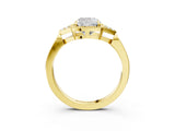 Yellow gold Cushion Halo Diamond Ring with Tapered Band and Four-Prong Setting_13