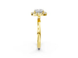 Yellow gold Cushion Halo Diamond Solitaire with Pavé Band and Four-Prong Setting_89
