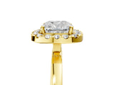 Yellow gold Cushion Halo Diamond Solitaire with Pavé Band and Four-Prong Setting_92