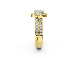 Yellow gold Cushion Halo Diamond Split Shank Engagement Ring with Prong Setting_29