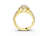 Yellow gold Cushion Halo Diamond Split Shank Engagement Ring with Prong Setting_30