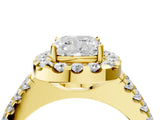 Yellow gold Cushion Halo Diamond Split Shank Engagement Ring with Prong Setting_31