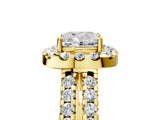 Yellow gold Cushion Halo Diamond Split Shank Engagement Ring with Prong Setting_32
