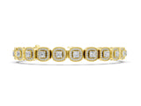 Yellow gold Cushion Halo Diamond Tennis Bracelet with Channel Band and Bezel Setting_28