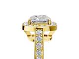 Yellow gold Cushion Halo Pavé Diamond Engagement Ring with Bezel Setting_25