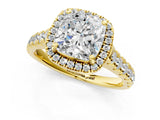 Yellow gold Cushion Halo Pavé Diamond Engagement Ring with Four-Prong Setting_28