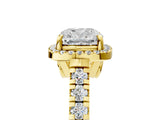 Yellow gold Cushion Halo Pavé Diamond Engagement Ring with Four-Prong Setting_32