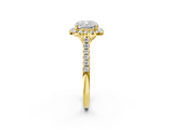 Yellow gold Cushion Halo Pavé Diamond Engagement Ring with Four-Prong Setting_9