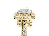 Yellow gold Cushion Halo Pave Band Solitaire Ring with Prong Setting_70