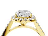 Yellow gold Cushion Halo Pave Diamond Engagement Ring with Four-Prong Setting_11