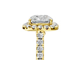 Yellow gold Cushion Halo Pave Diamond Engagement Ring with Four-Prong Setting_12