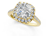 Yellow gold Cushion Halo Pave Diamond Engagement Ring with Four-Prong Setting_8