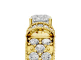 Yellow gold Cushion Halo Pave Diamond Engagement Ring with Milgrain Detailing_54