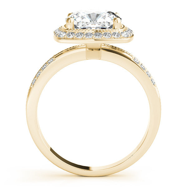 Yellow gold Cushion Halo Pave Split Shank Prong Setting Ring 2