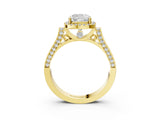 Yellow gold Cushion Halo Pave Split Shank Prong Setting Ring_96