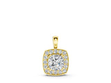 Yellow gold Cushion Halo Pendant with Round Diamond and Four-Prong Setting_4