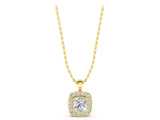 Yellow gold Cushion Halo Pendant with Round Diamond and Four-Prong Setting_5