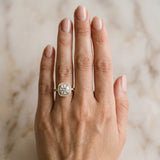 Yellow gold Cushion Halo Round Diamond Pavé Band Ring with Four-Prong Setting_8