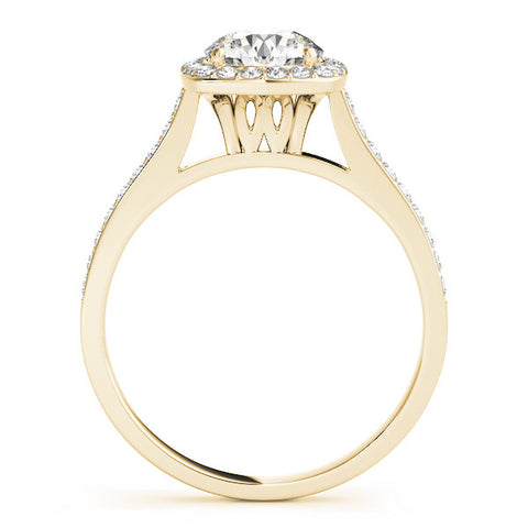 Yellow gold Cushion Halo Round Diamond Pavé Band with Four-Prong Setting 2