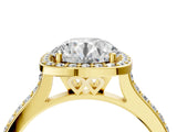 Yellow gold Cushion Halo Round Diamond Pavé Band with Four-Prong Setting_10
