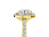 Yellow gold Cushion Halo Round Diamond Pavé Band with Four-Prong Setting_11