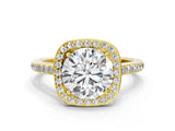 Yellow gold Cushion Halo Round Diamond Pavé Band with Four-Prong Setting_6