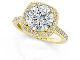 Yellow gold Cushion Halo Round Diamond Pavé Band with Four-Prong Setting_7