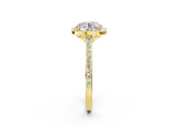 Yellow gold Cushion Halo Round Diamond Pavé Band with Four-Prong Setting_8