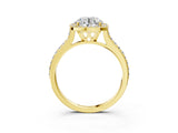 Yellow gold Cushion Halo Round Diamond Pavé Band with Four-Prong Setting_9