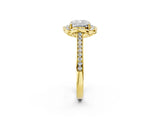 Yellow gold Cushion Halo Round Diamond Pave Band with Four-Prong Setting_40