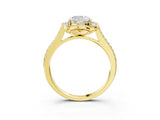 Yellow gold Cushion Halo Round Diamond Pave Band with Four-Prong Setting_41