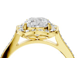 Yellow gold Cushion Halo Round Diamond Pave Band with Four-Prong Setting_42