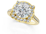 Yellow gold Cushion Halo Round Diamond Pave Band with Four-Prong Setting_42