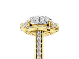 Yellow gold Cushion Halo Round Diamond Pave Band with Four-Prong Setting_46