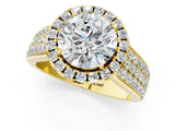 Yellow gold Cushion Halo Round Diamond Pave Band with Prong Setting 1