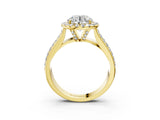 Yellow gold Cushion Halo Round Diamond Pave Band with Prong Setting 3