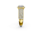 Yellow gold Cushion Halo Round Diamond Pave Band with Prong Setting 3