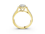 Yellow gold Cushion Halo Round Diamond Pave Band with Prong Setting 4