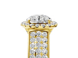 Yellow gold Cushion Halo Round Diamond Pave Band with Prong Setting 5