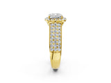 Yellow gold Cushion Halo Round Diamond Pave Band with Prong Setting_14